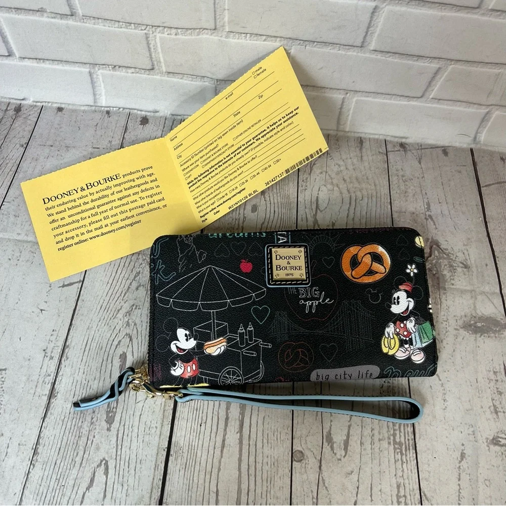 Dooney & Bourke Disney New York City 🥨 Large Zip Around Wristlet Wallet Mickey - Picture 5 of 16